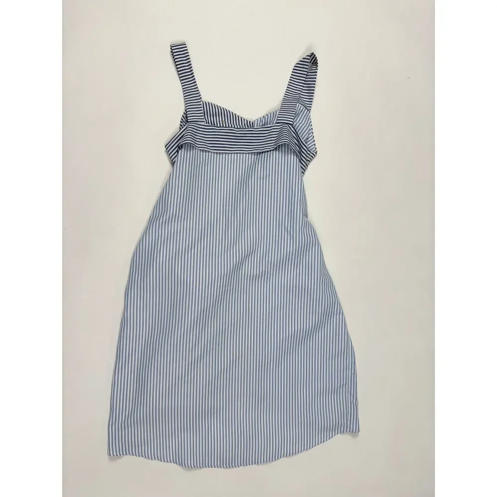 Walter Baker Blue White Stripe Tie Waist High-Low T-Shirt Dress M Coastal Resort